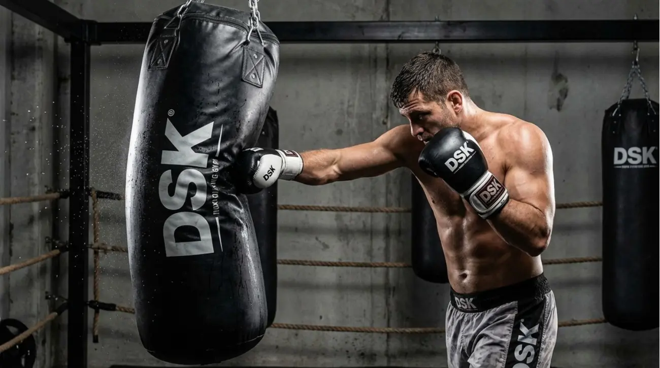 Sesion de boxeo con guantes