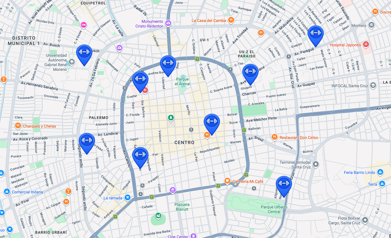 Mapa de cobertura de gimnasios y actividades